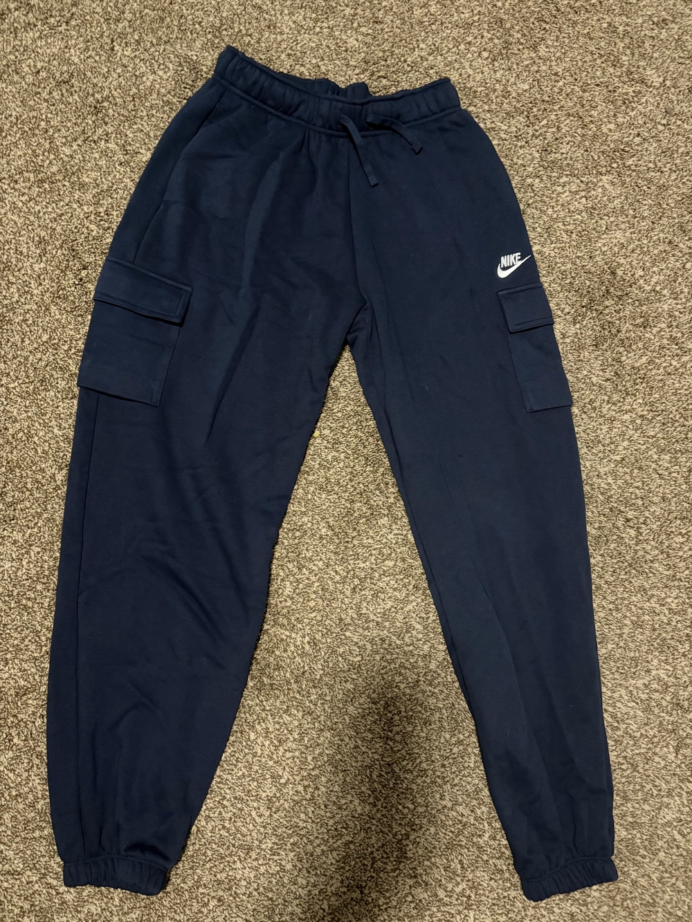 Nike Navy Cargo Joggers with White Logo